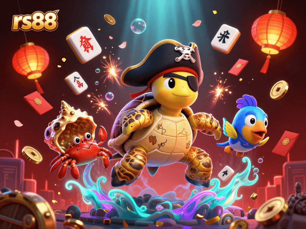 Experience thrilling gameplay at rs88 with colorful 3D characters amidst vibrant casino elements.