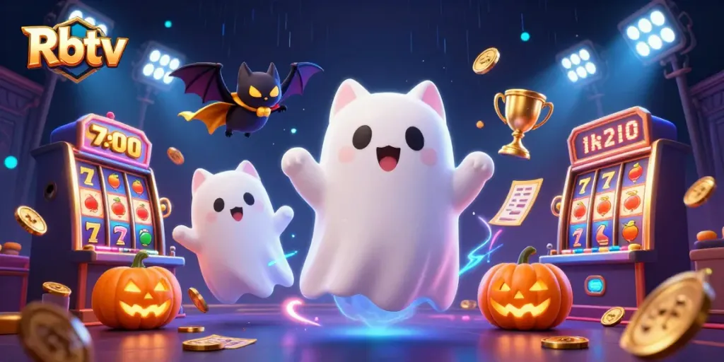 Rbtv slot jackpot dan hantu kartun mengambang dalam pencahayaan vegas
