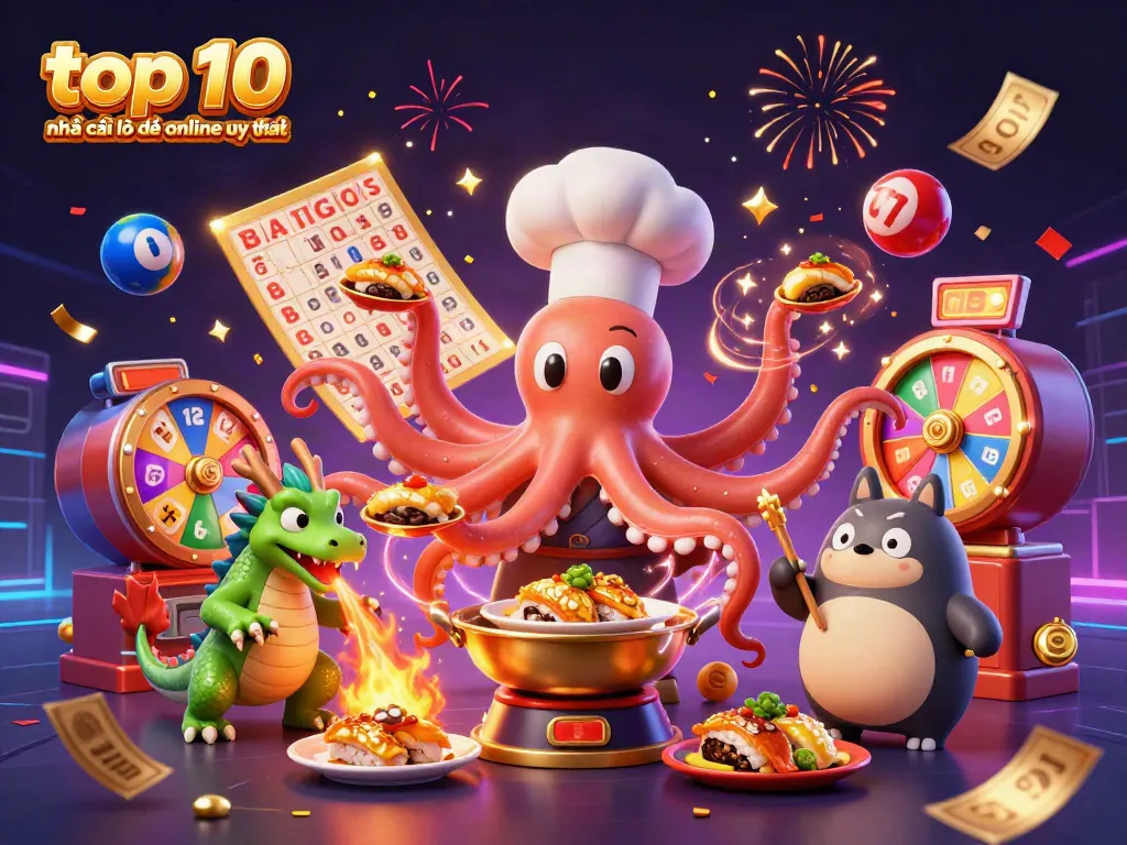 Engaging scene of the top 10 nhà cái lô đề online uy tín with dynamic lottery and casino elements