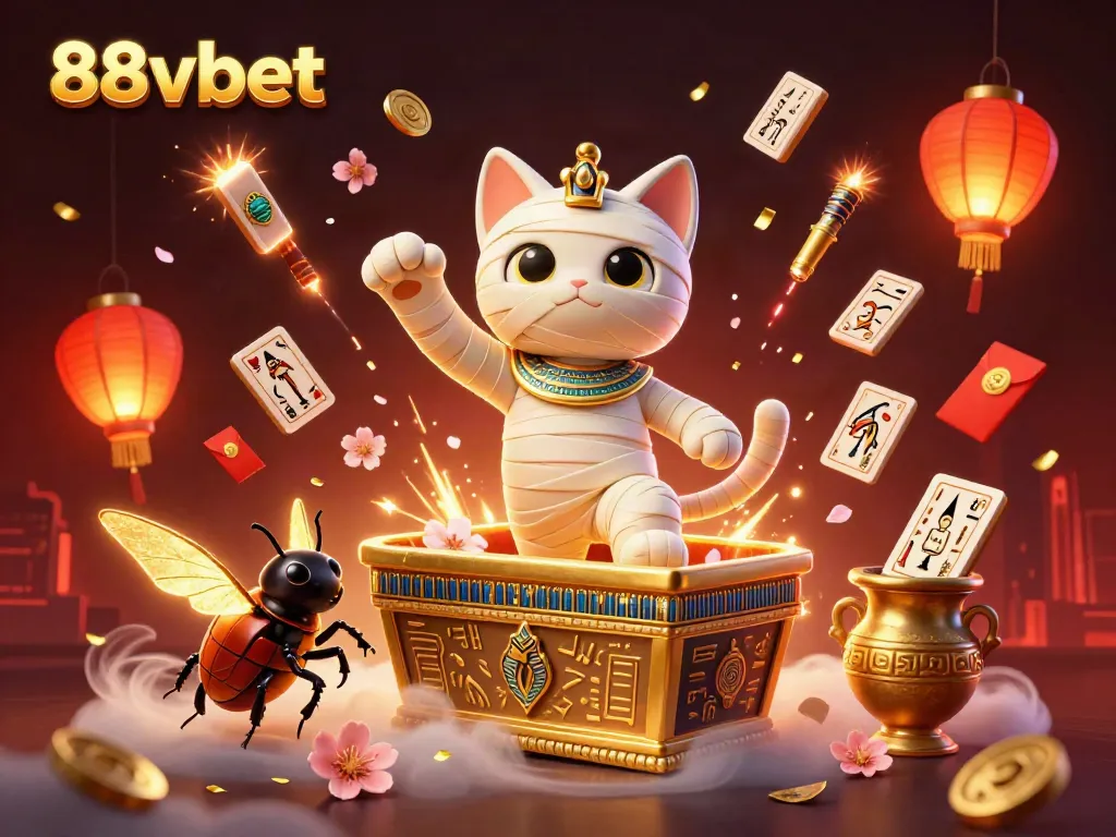 Join the fun and excitement at 88vbet with this vibrant 3D casino illustration featuring unique characters and elements.