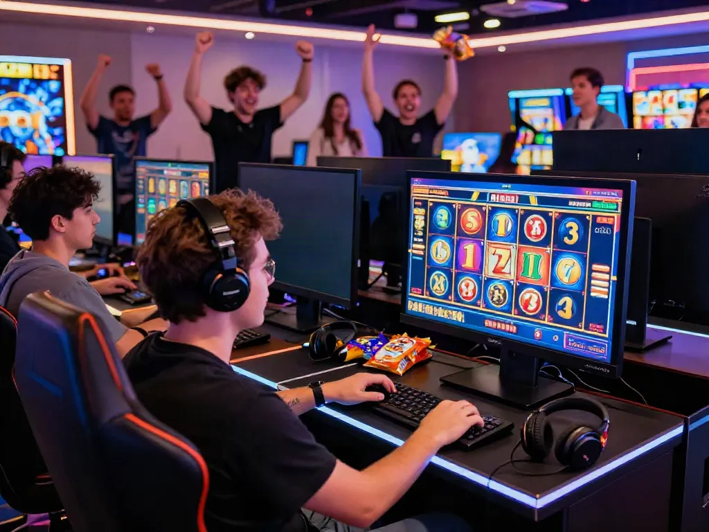 Player immersed in slot777 online gaming experience with vibrant graphics.