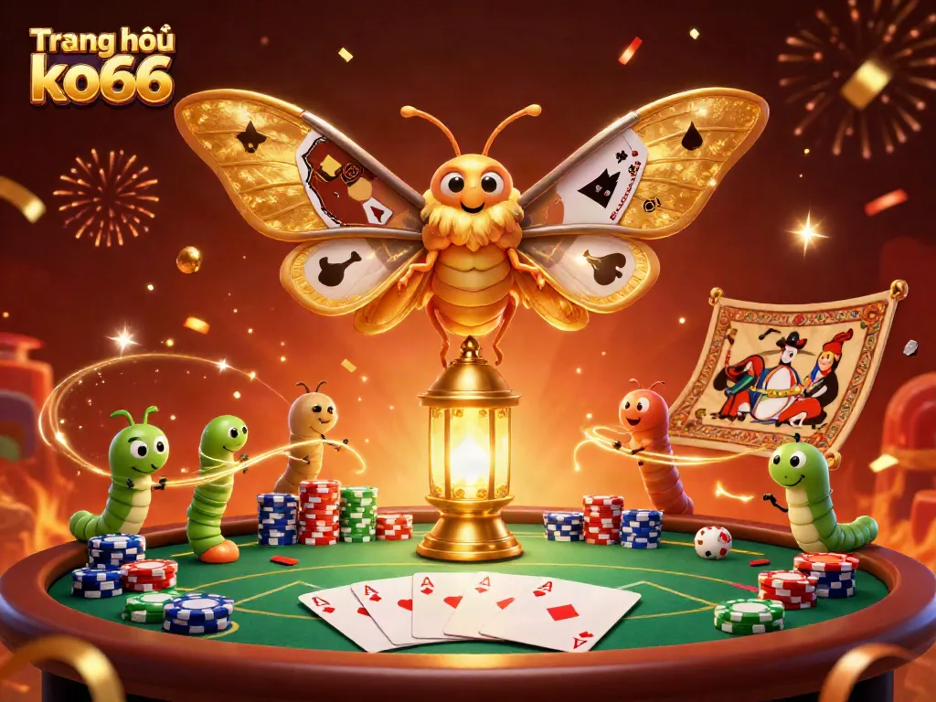 Engaging scene of Trang chủ ko66, featuring an atlas moth and vibrant casino elements enhancing the gambling experience