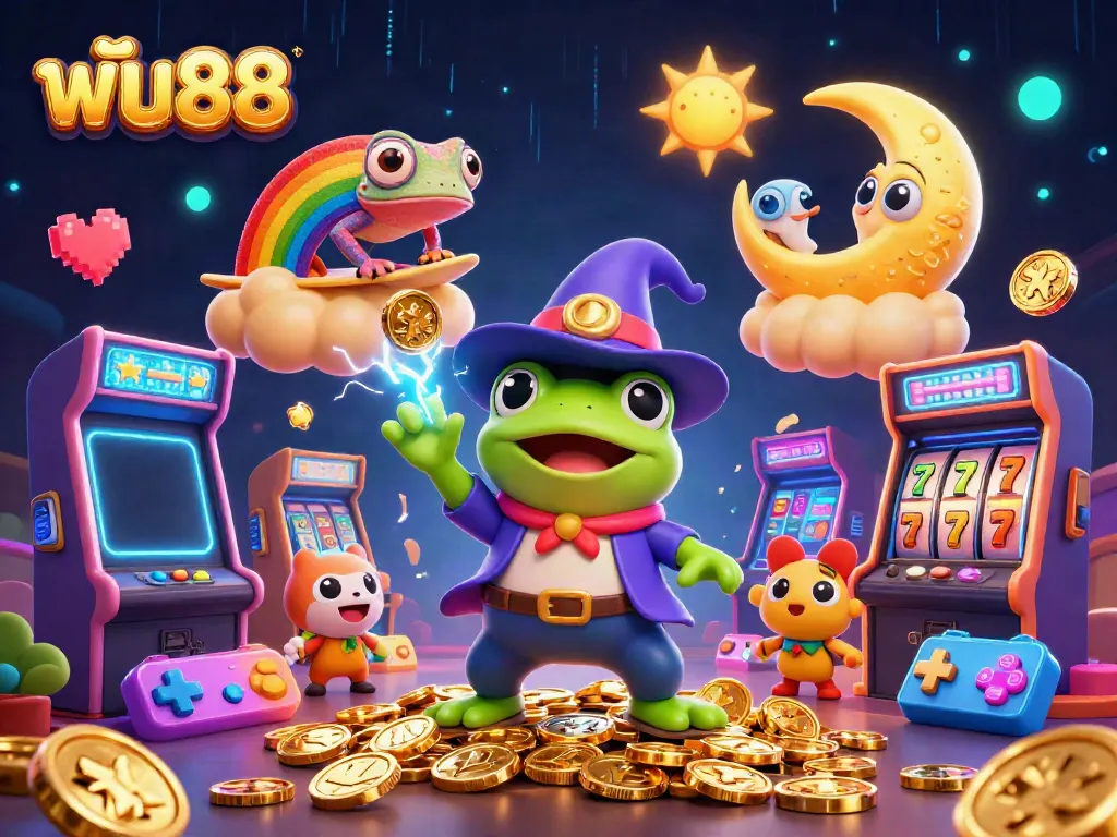 Engage in thrilling gambling adventures with ฟัน88, featuring a magical storm of golden coins and enchanting characters.