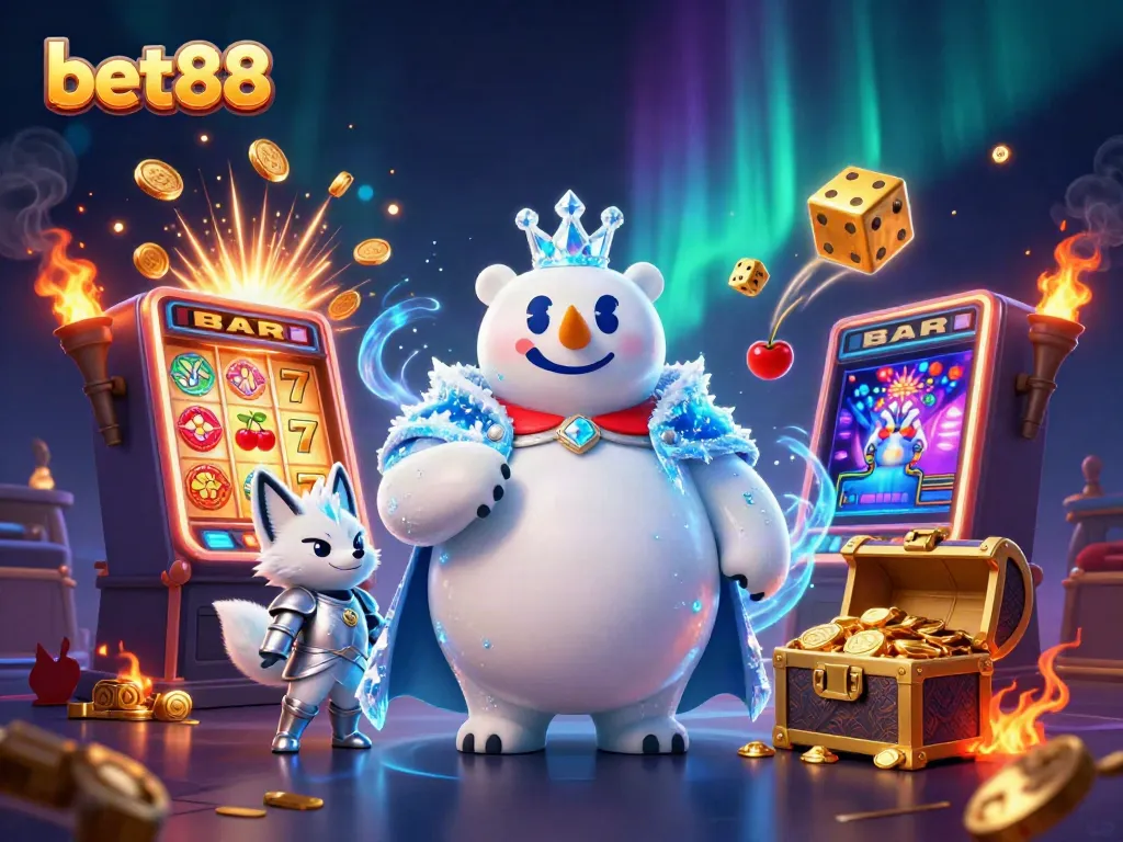 Experience excitement at bet88 with animated casino characters alongside dynamic game elements.