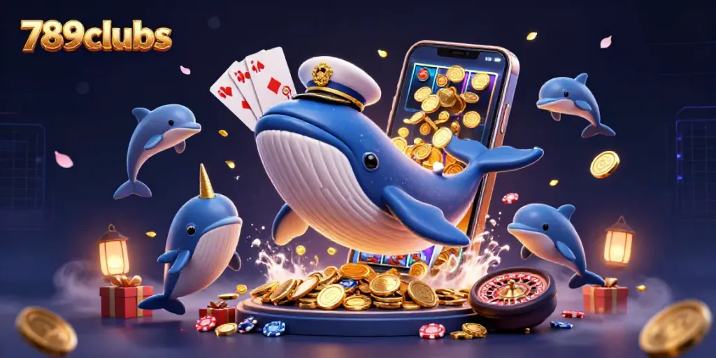 Experience thrilling gameplay with 789clubs featuring a playful sea scene of a whale, narwhal, and dolphins.