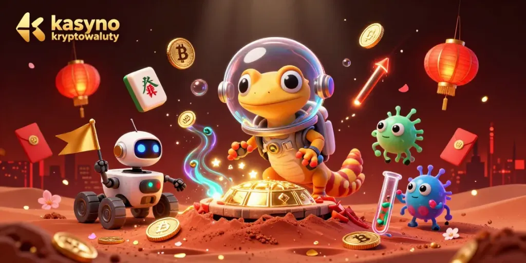 Engage with kasyno kryptowaluty through vibrant 3D Martian-themed casino adventure illustration.