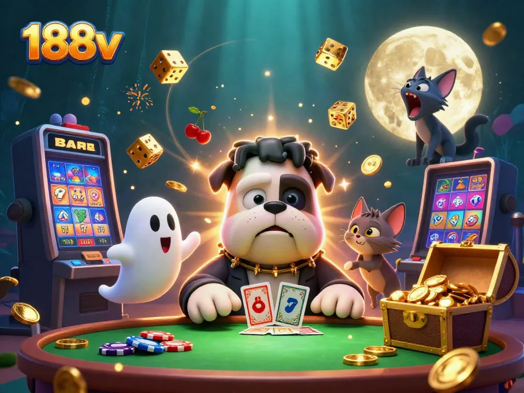 Experience high-stakes thrills at 188v with a vibrant scene featuring gaming action.