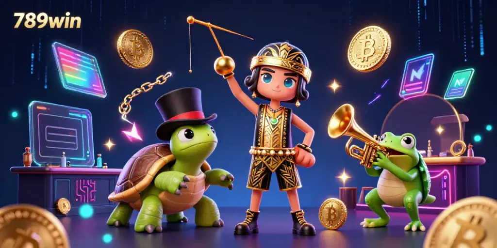 Engage with vibrant 789win-themed casino action in this dynamic 3D illustration.