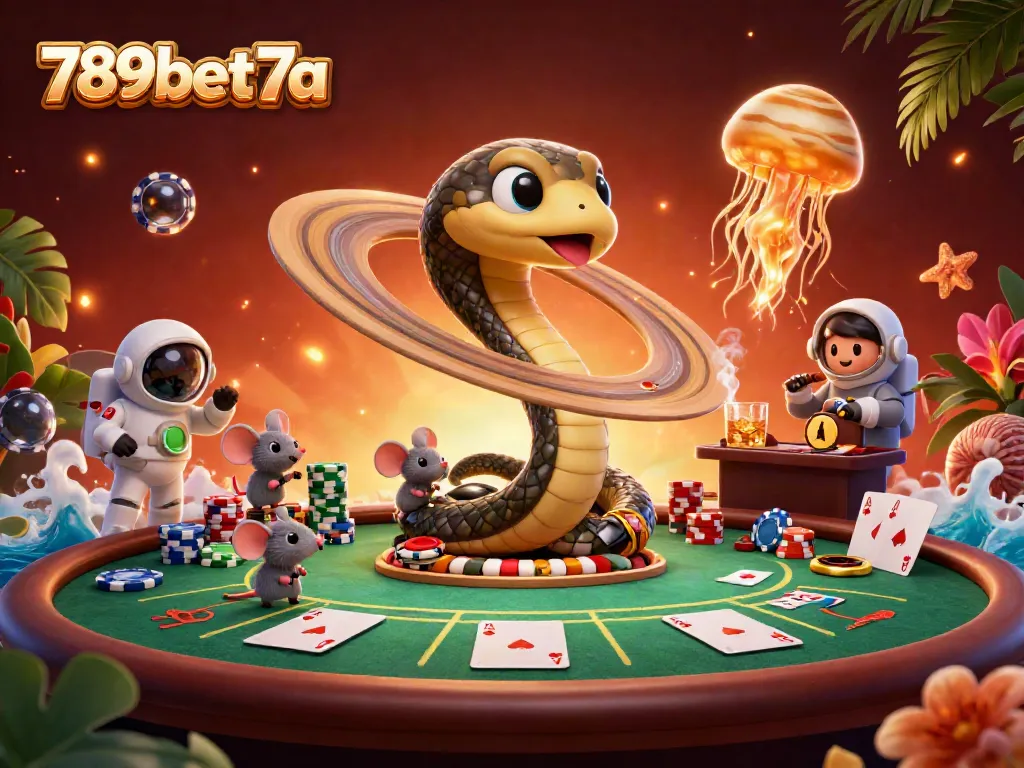 Experience thrilling bets at 789bet7a with cosmic dealers in a vibrant casino scene.