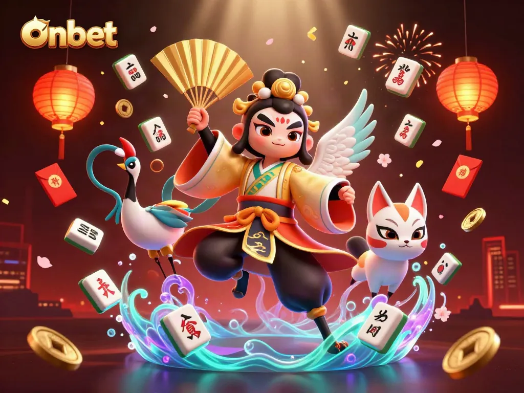 Engage with the vibrant world of onbet through this colorful 3D casino illustration featuring a kabuki warrior.