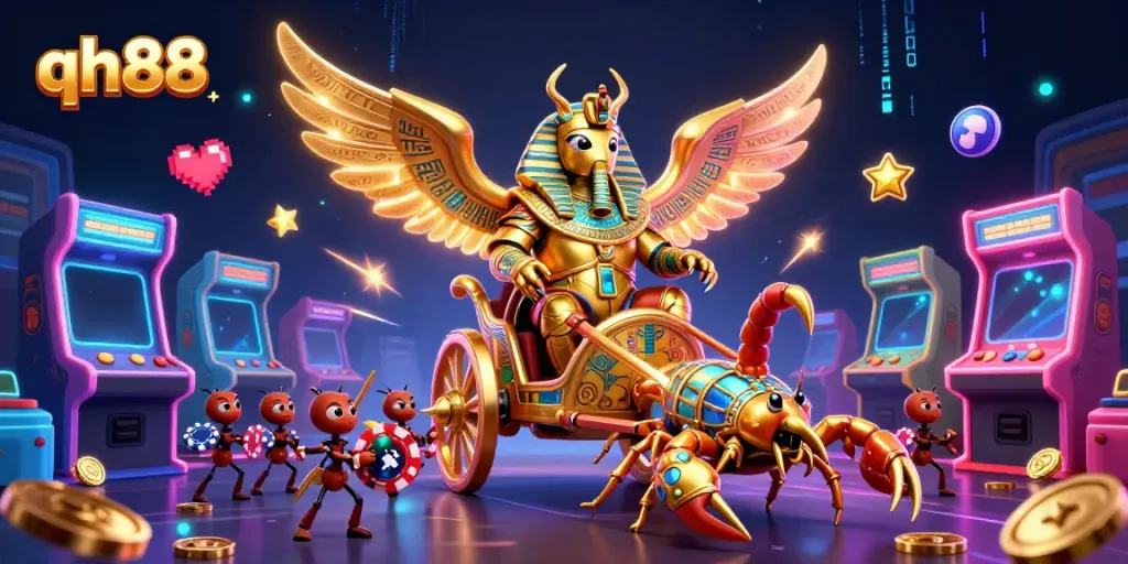 Engage with the rich world of qh88, featuring dynamic gaming elements and characters in a vibrant casino atmosphere.