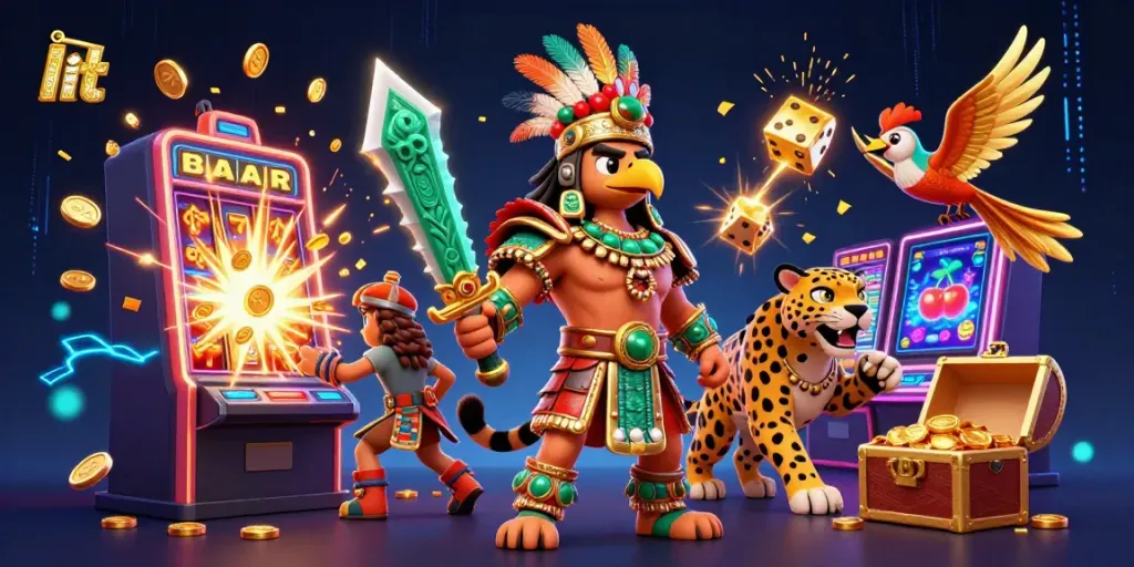 Experience the thrill of gaming with lit's vibrant jackpot explosion scene featuring dynamic casino elements.