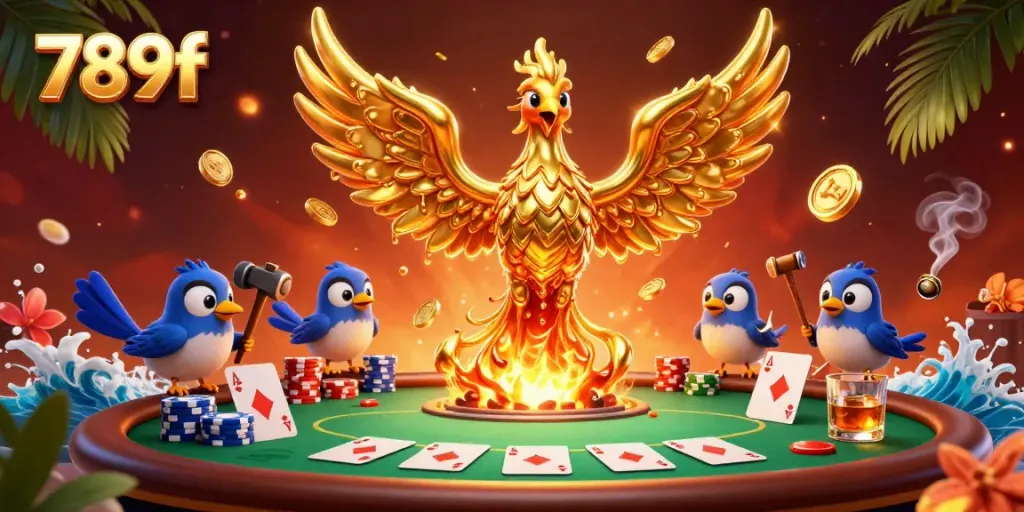 Experience thrilling moments with the molten metal phoenix at 789f casino, surrounded by poker excitement.