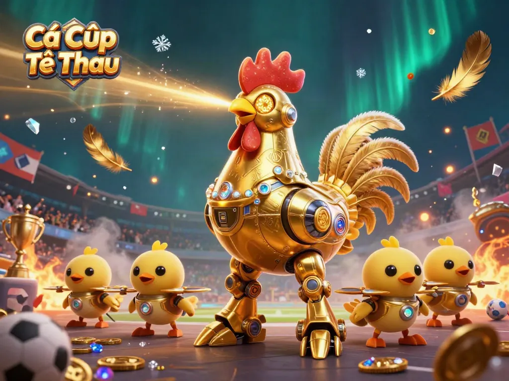 Experience Cá Cược Thể Thao in this vibrant 3D sports betting scene with dynamic characters and elements.