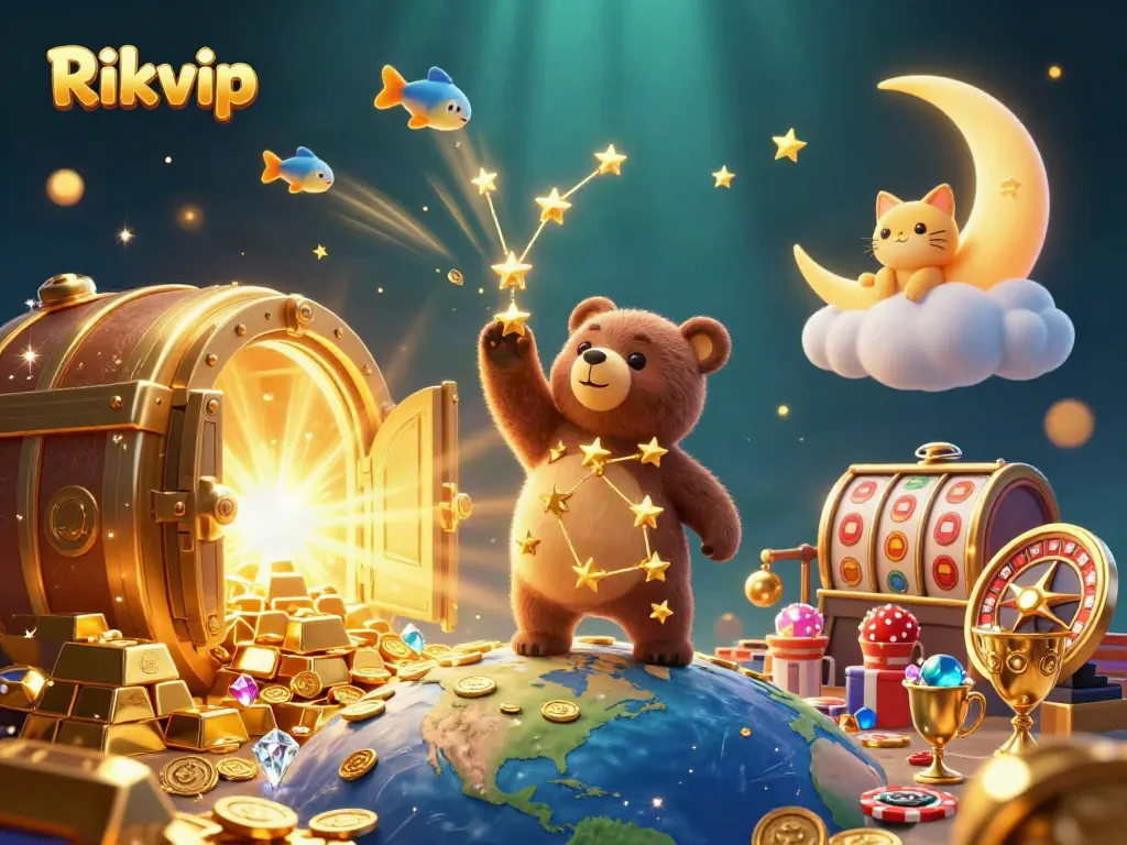 Experience thrilling gameplay with Rikvip's enchanting characters amidst treasure and luck-infused elements.