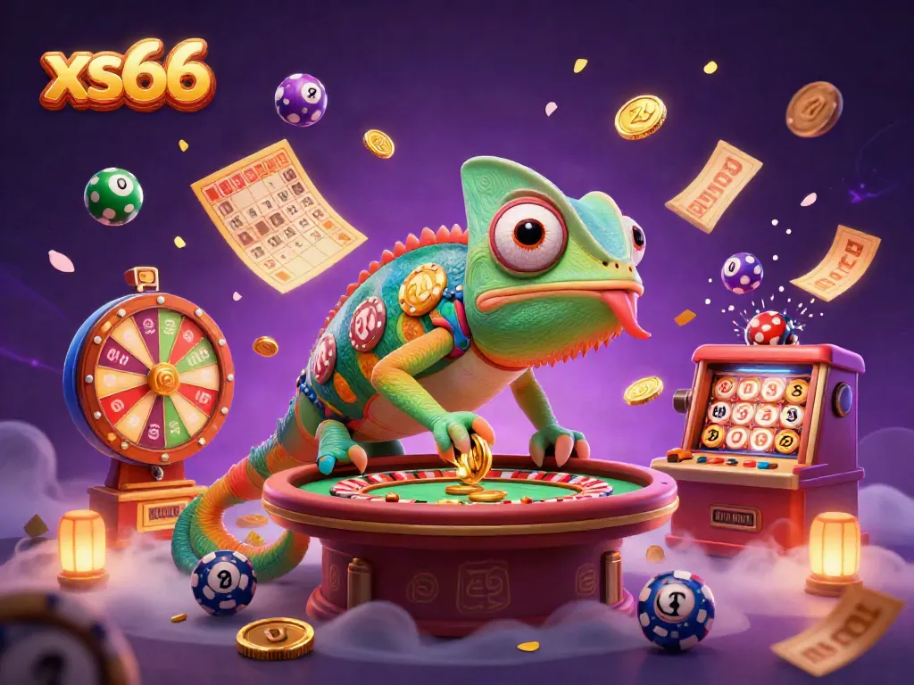 Engage in thrilling casino action with the vibrant xs66 chameleon owner amidst colorful lottery elements