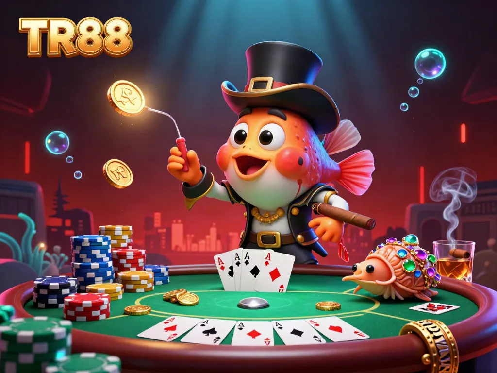 Experience thrilling payouts at TR88 with a captivating 3D casino scene showcasing vibrant games and engaging characters.