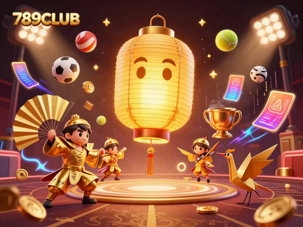 Engage with 789CLUB's dynamic gaming spirit glowing above a vibrant casino scene.