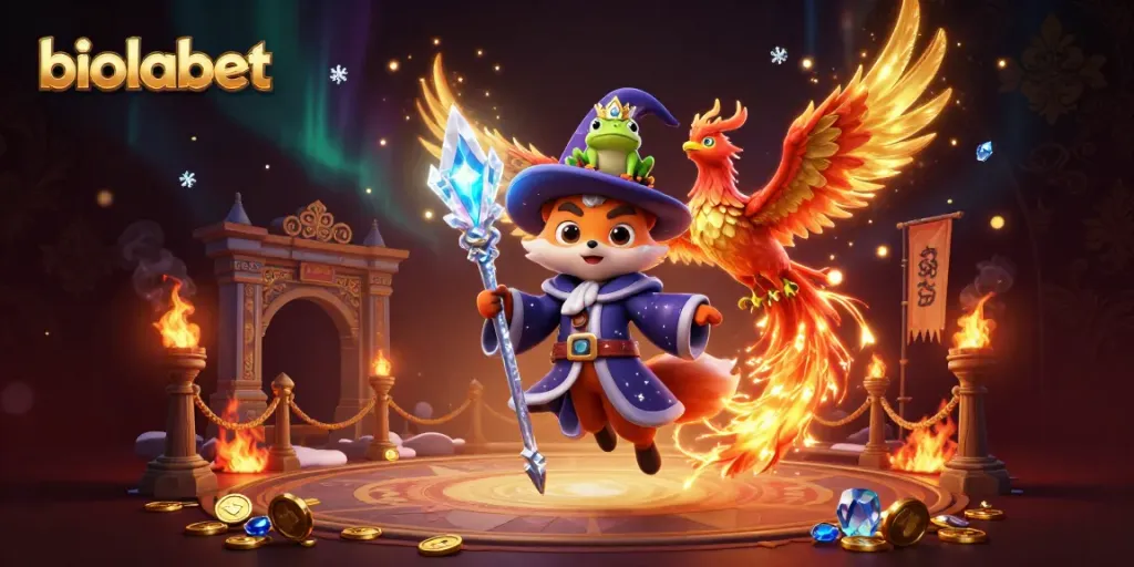 Experience thrilling adventures with biolabet in this casino-themed fantasy scene.