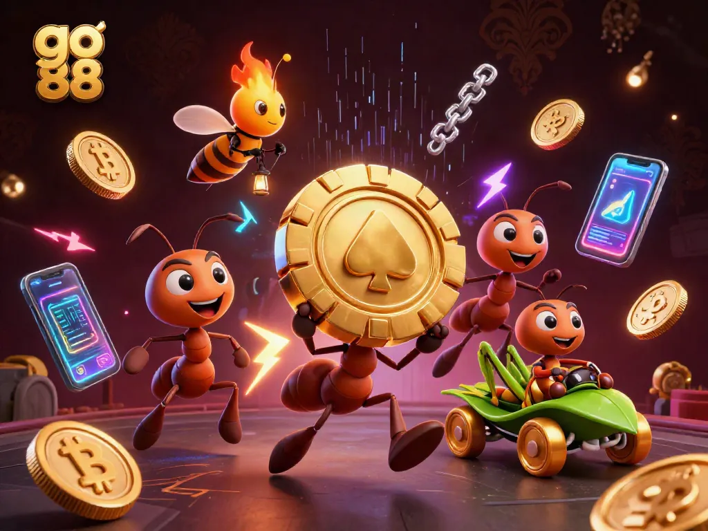 Chơi game casino trực tuyến hấp dẫn tại go 88 với hình ảnh những chú kiến thực hiện kế hoạch trộm.