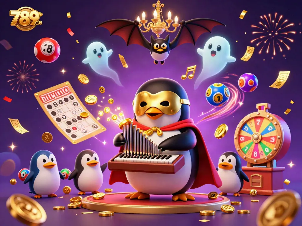 A dynamic scene with the 789CLUB mascot, spectacle of coins, and colorful gaming elements enhancing casino excitement