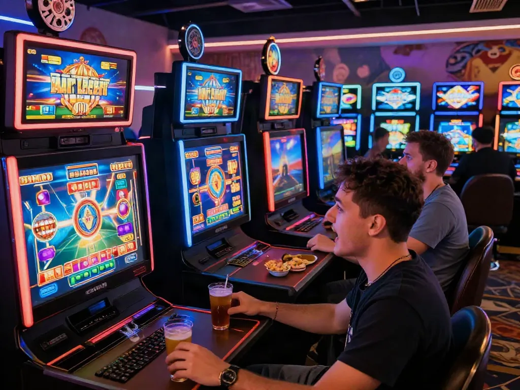 Lumbung88 online gaming scene with players engaged in thrilling casino games