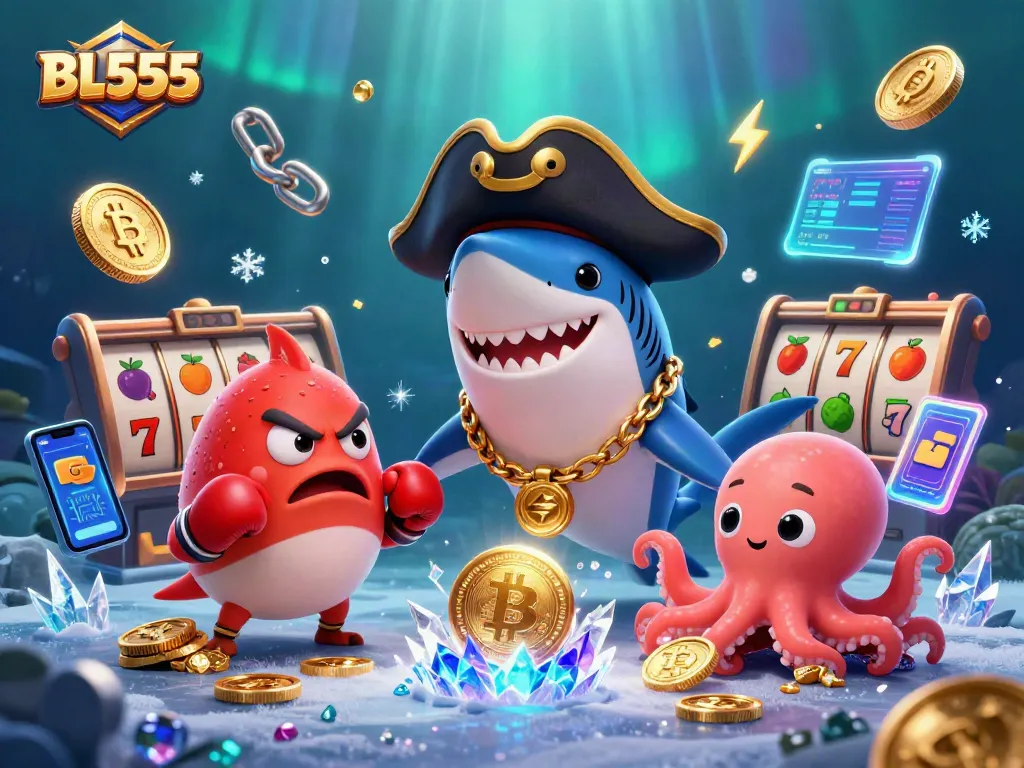 Engage in thrilling gameplay with BL555's dynamic characters and vibrant slot elements, showcasing online gambling excitement.