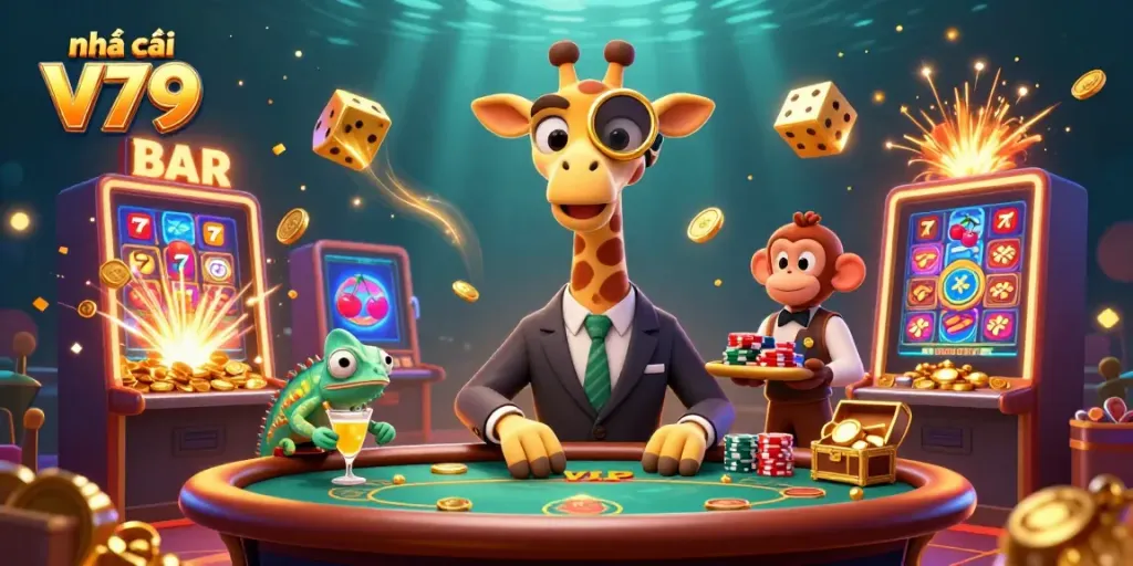 Trải nghiệm Nhà cái V79 với các nhân vật độc đáo trong không gian casino rực rỡ