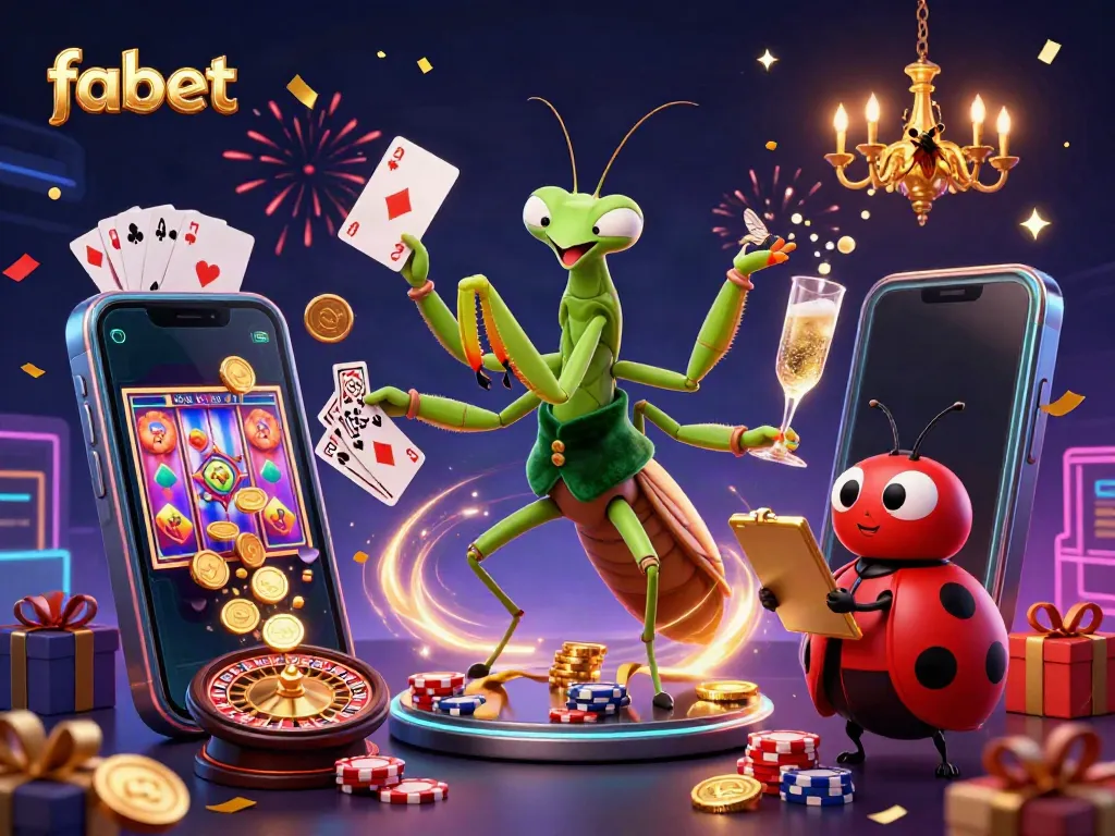 Experience the thrill of fabet with a vibrant casino celebration featuring a giant card sharp and festive game elements.