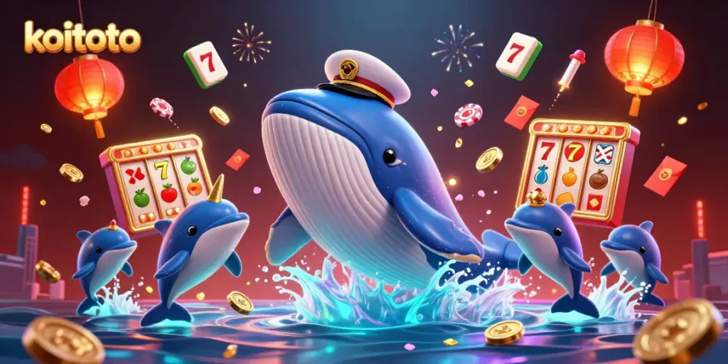 Koitoto menyajikan ilustrasi slot online yang dinamis dengan karakter laut dan simbol perjudian untuk pengalaman bermain yang menarik.