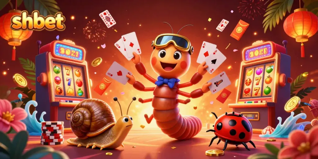 Experience big wins with shbet's vibrant casino atmosphere, featuring animated characters and slot reels.