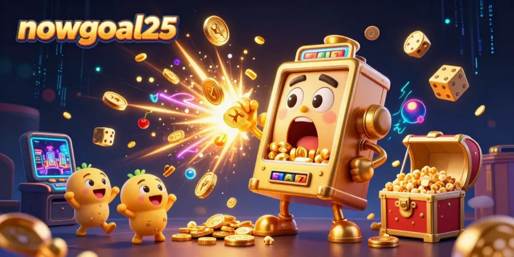 Winning with nowgoal25 through a colorful 3D slot scene filled with excitement and jackpot elements.