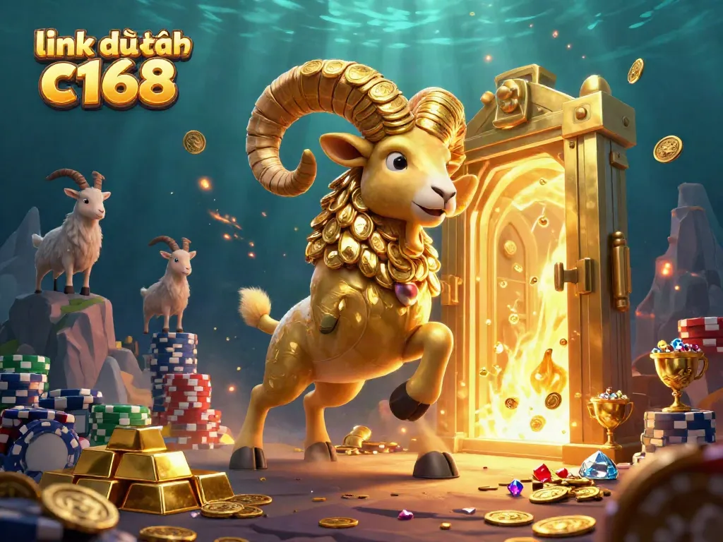 Experience the thrill of gaming with link dự phòng c168 in a dynamic casino scene filled with gold and treasure.