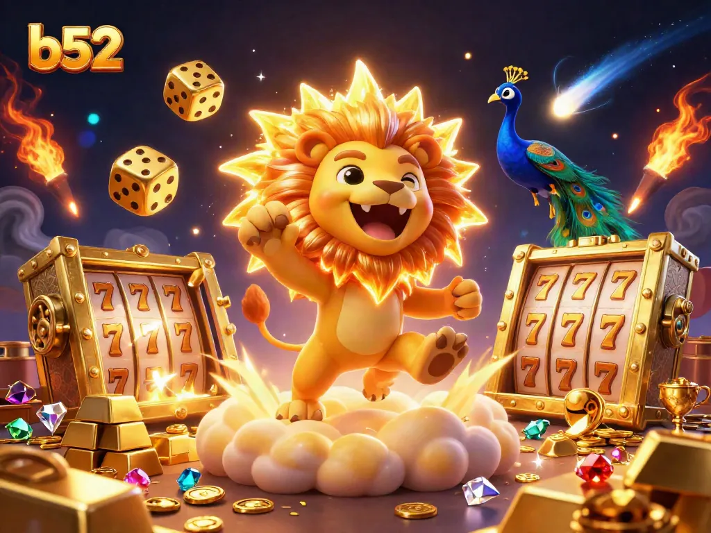 Enjoy thrilling gambling action with b52's vibrant 3D casino characters and elements representing exciting gameplay.