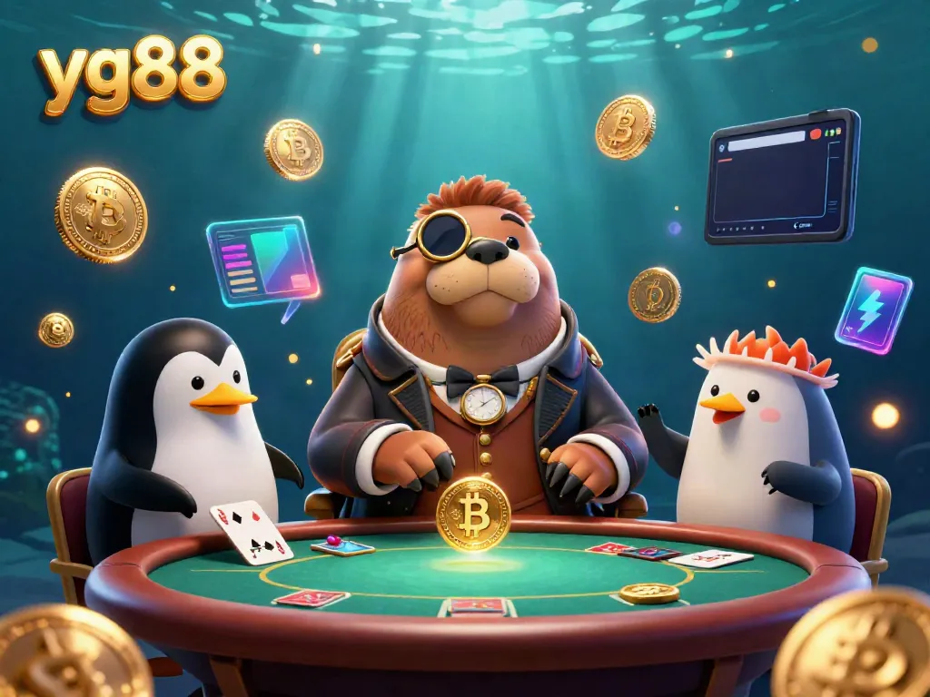 Experience the underwater poker game with yg88 featuring a walrus, penguin dealer, and a bluffing pufferfish.