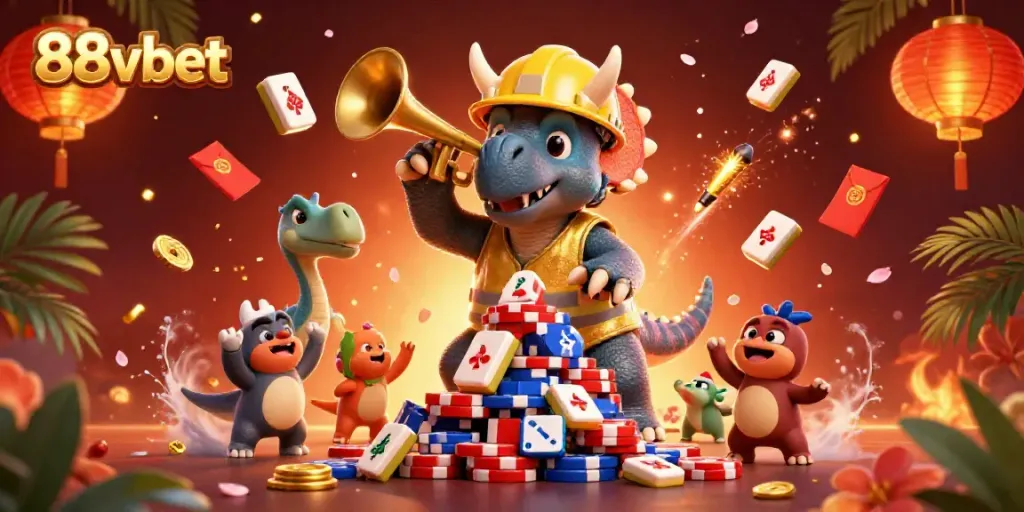 Experience the excitement of 88vbet with a vibrant casino scene featuring unique characters and lively elements.