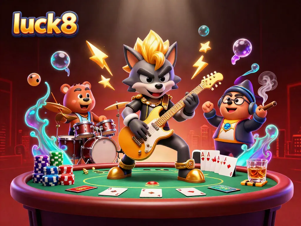 Engage with luck8 as lively casino characters play poker, enhancing your gaming experience.