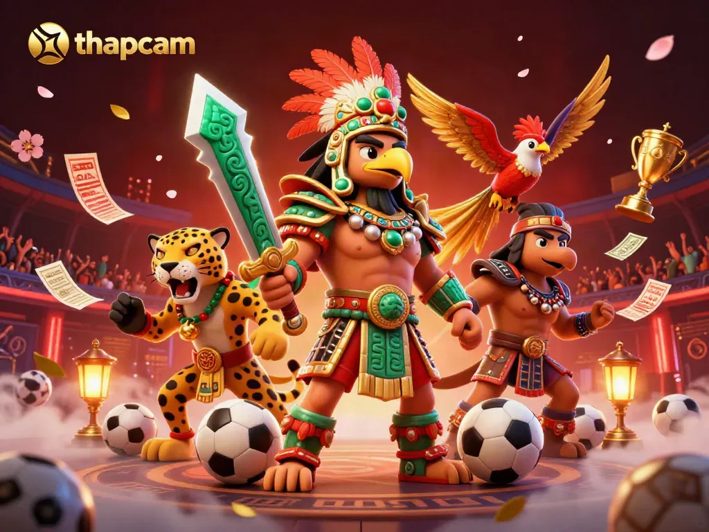 Experience thrilling sports betting action with thapcam's vibrant scene filled with champions and dynamic elements.