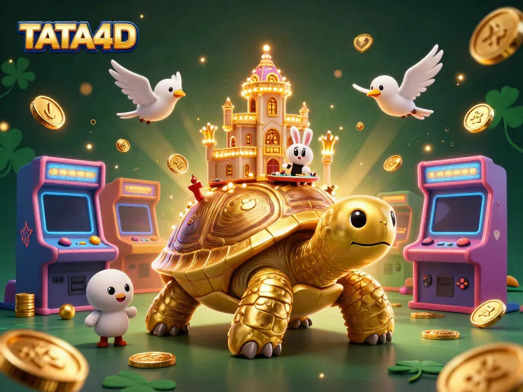 TATA4D gaming experience with vibrant characters and magical casino elements in 3D illustration