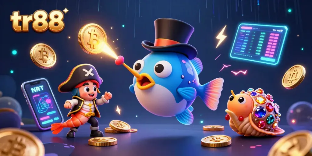 Win big with tr88 as the anglerfish lures treasure in this vibrant casino-themed scene.