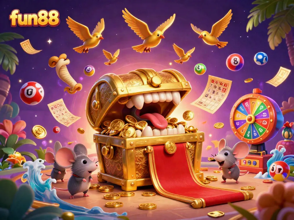 Engage with the rich world of fun88, where adventure meets opportunity in this vibrant 3D casino scene.