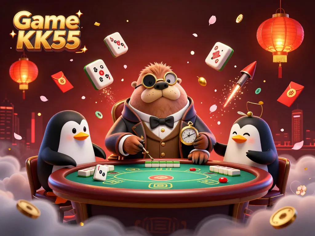 Experience Game KK55 at an underwater poker table with a whimsical scene of a walrus, penguin dealer, and pufferfish