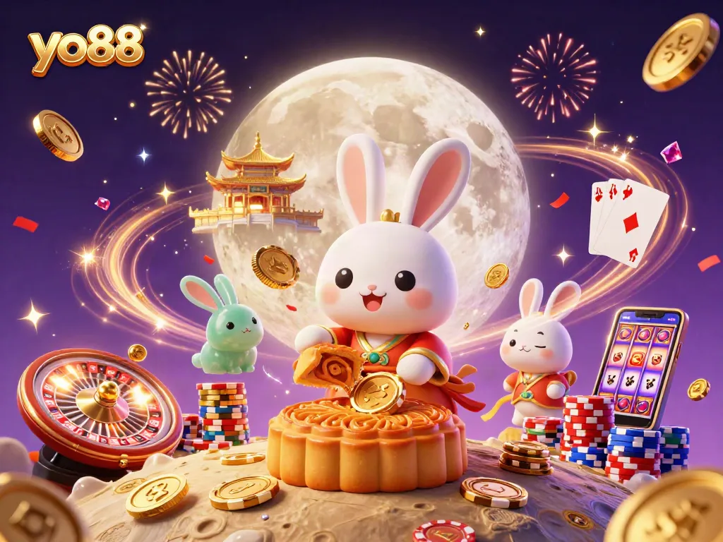 Play exciting games at yo88, featuring a colorful casino scene with animated characters and casino elements
